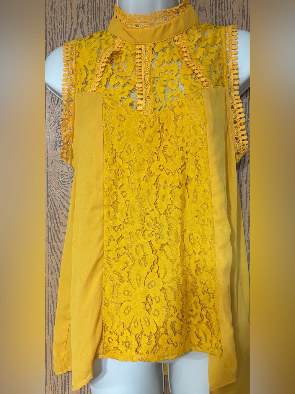 Self Esteem Yellow Lace High-Neck Tank